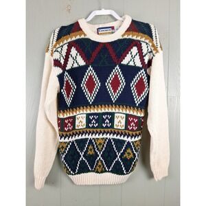 Vintage Concrete‎ Sweater Men M Multicolor Knit Crewneck Streetwear 80s Grandpa